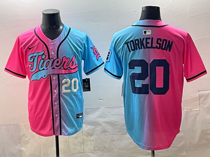 Men 2025 Detroit Tigers 20 Torkelson Blue pink Game Nike MLB Jersey style 04